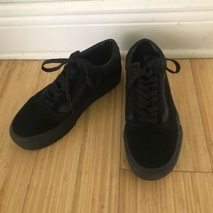 Black on black platform vans